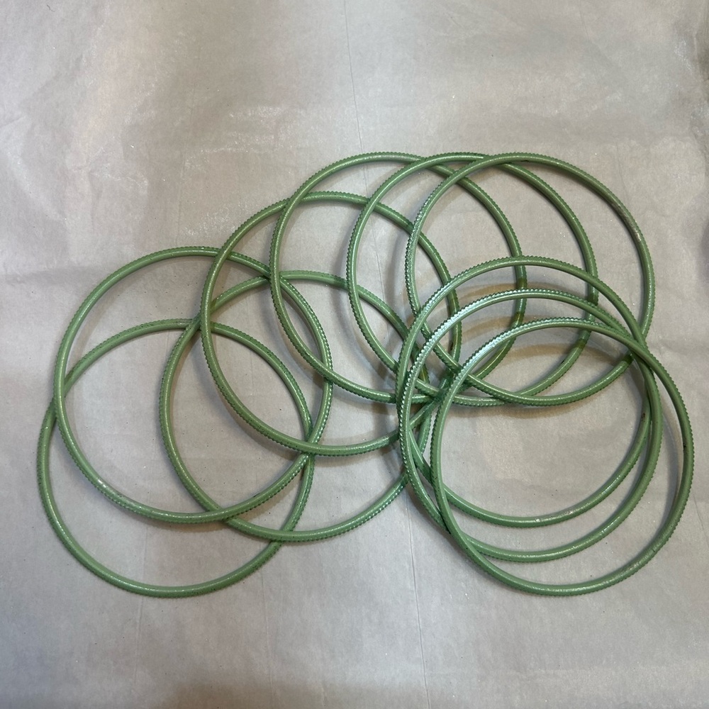 Traditional metal aquamarine bangles set of ten